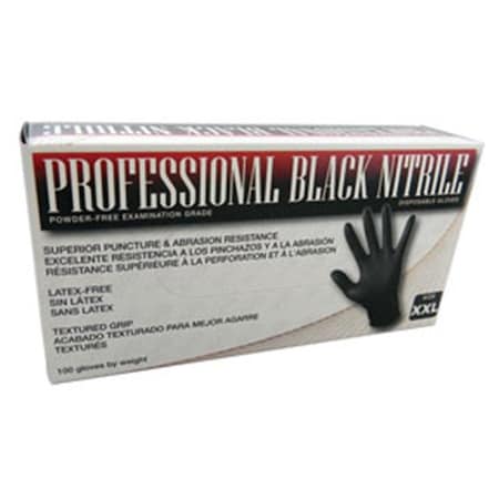 Sas Safety Derma-Pro, Nitrile Disposable Gloves, Nitrile, Powder-Free, L, 100 PK, Black SAS-66543
